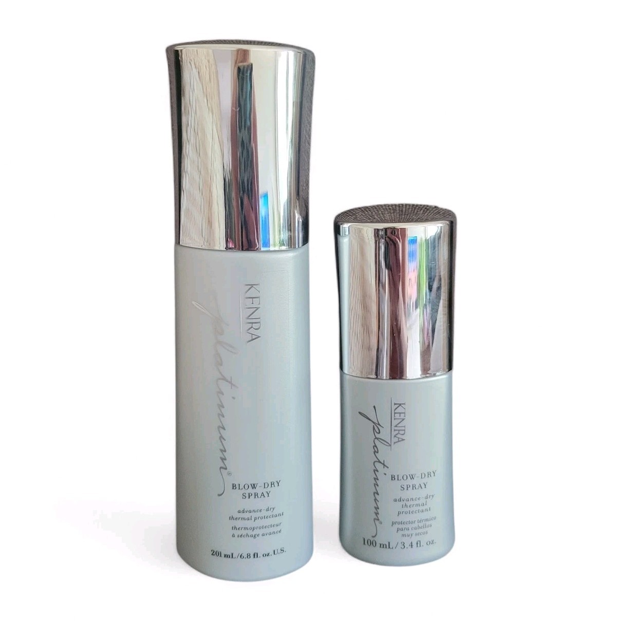 Kenra Platinum Blow-Dry Spray Set Duo 6.8oz & 3.4oz Heat Protectant Shine NEW
