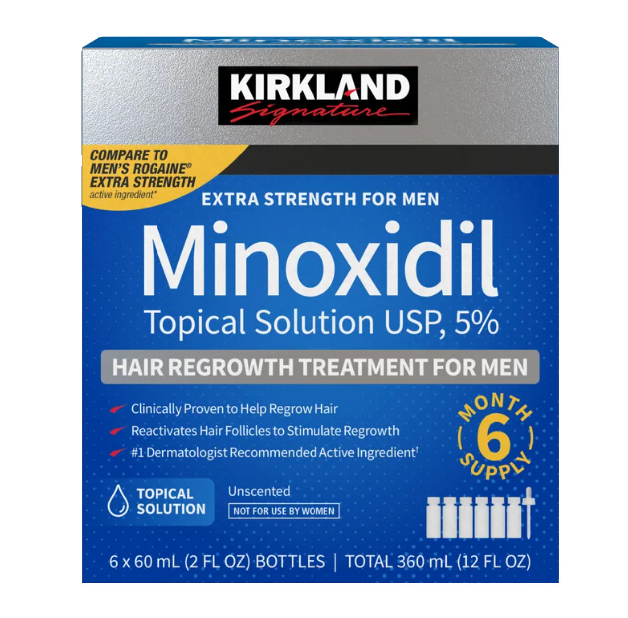 Kirkland Minoxidil 5% Men Hair Regrowth 6 Month Supply 6x60ml