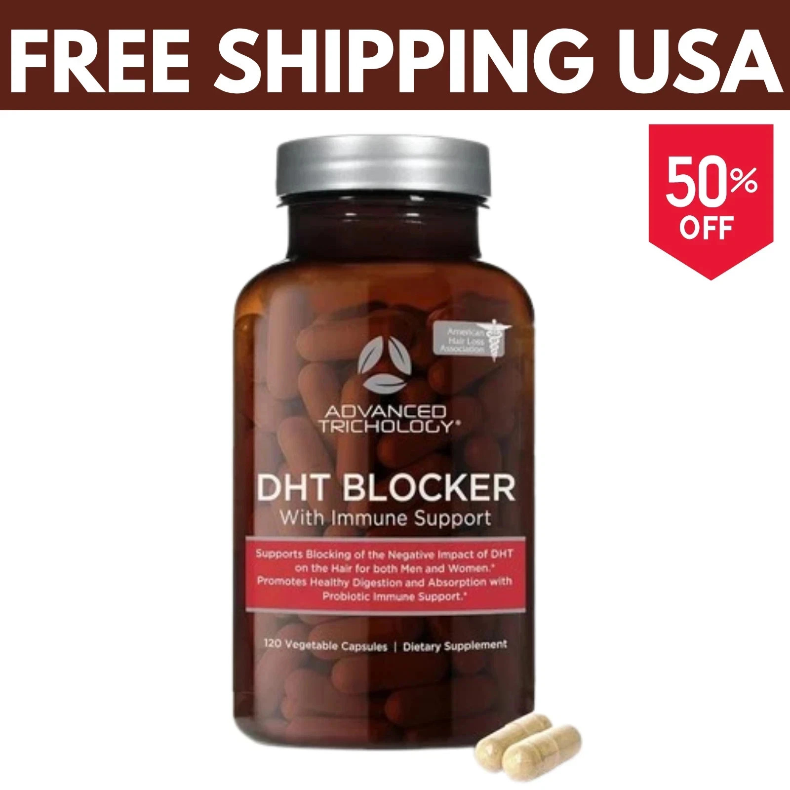 Advanced Trichology DHT Blocker – Hair Growth Supplement – 120 Capsules 3 pack