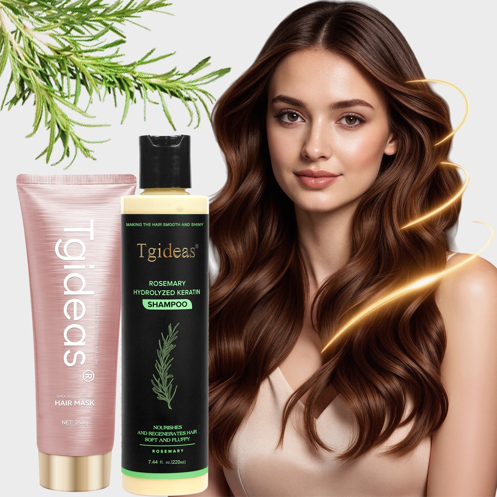 Tgideas System Rosemary Shampoo + pink conditioner to Reduce Hair Loss