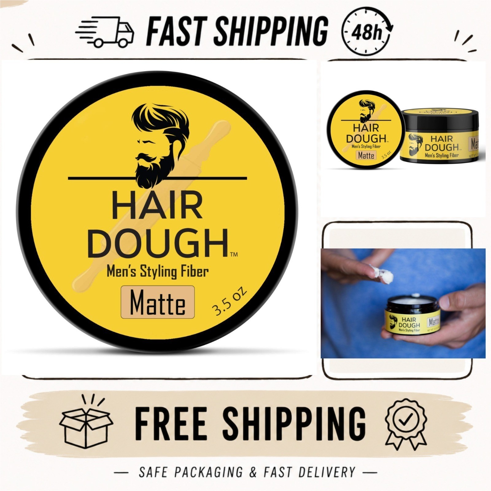 Hair Dough Styling Clay Matte Finish Strong Hold Hair Wax Paste