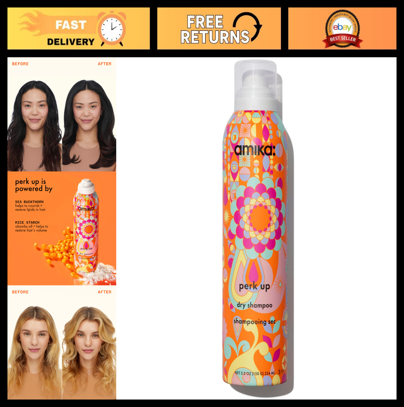 Talc-Free Dry Shampoo – Refresh Roots, Add Volume, No White Residue, All Hair Ty