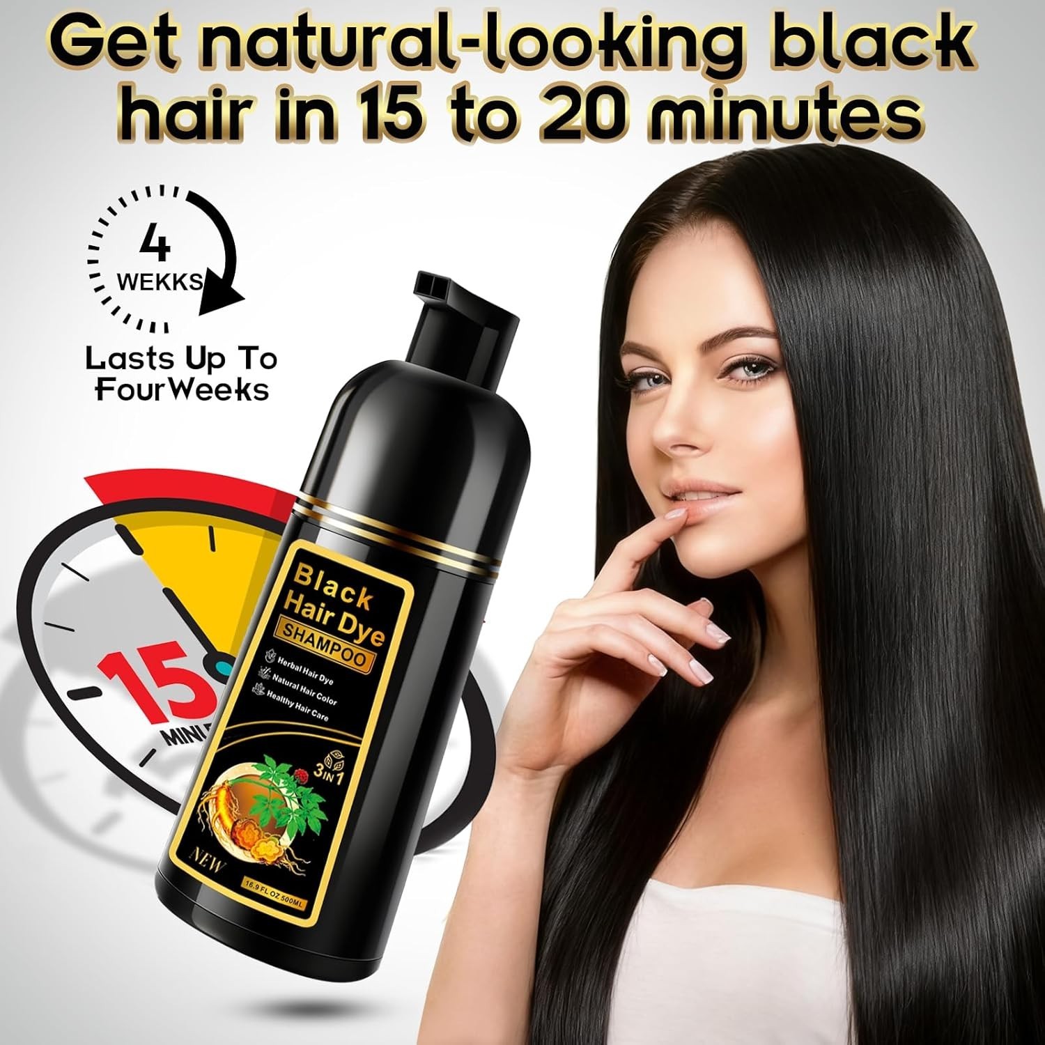 Hair Dye Shampoo 3 in 1 Hair Shampoo Instant Hair Dye Herbal Ingredients US