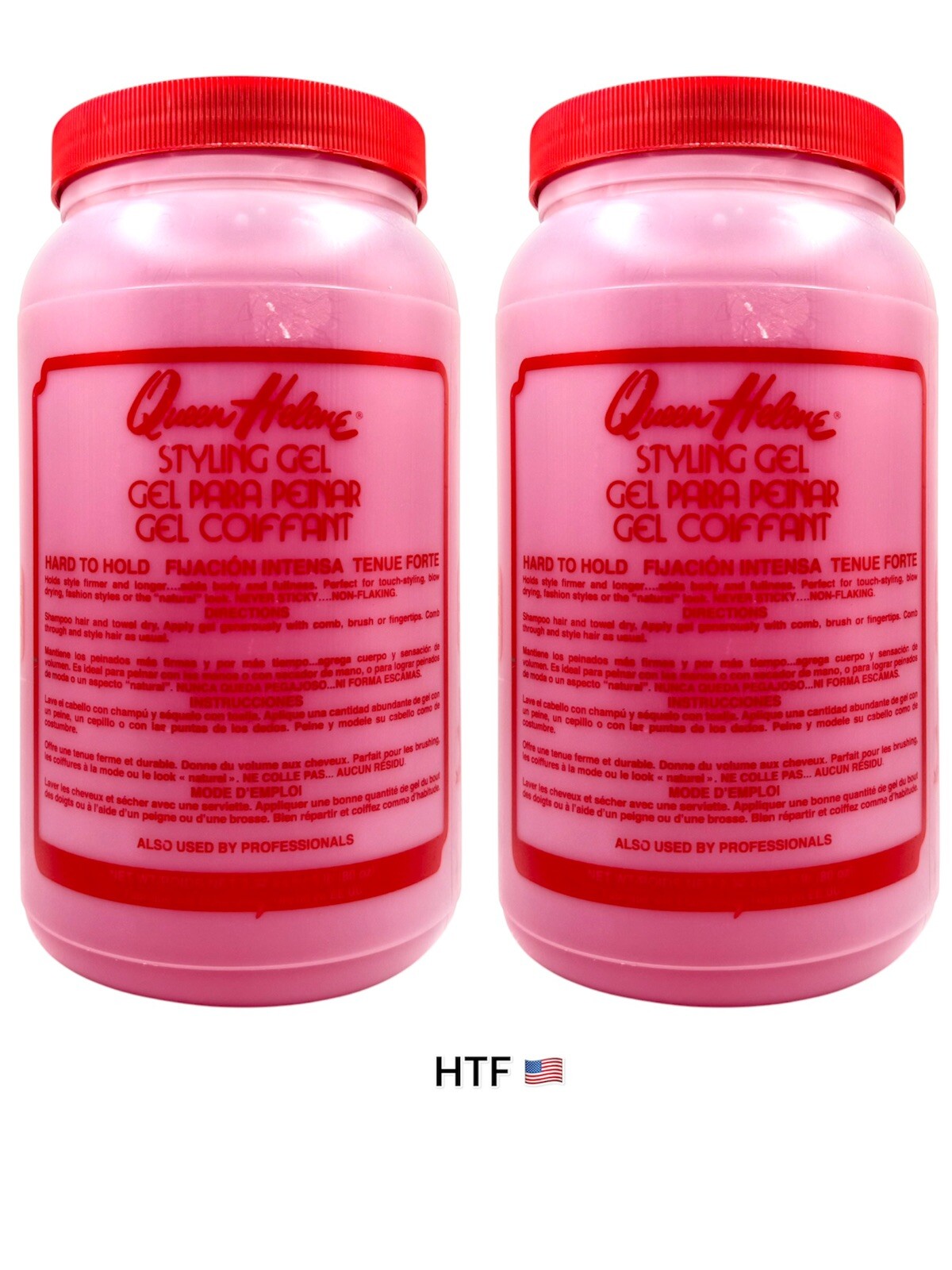 Queen Helene Hard To Hold Hair Styling Gel, Level 7 Hold, Pink 5lbs /80oz 2 PACK
