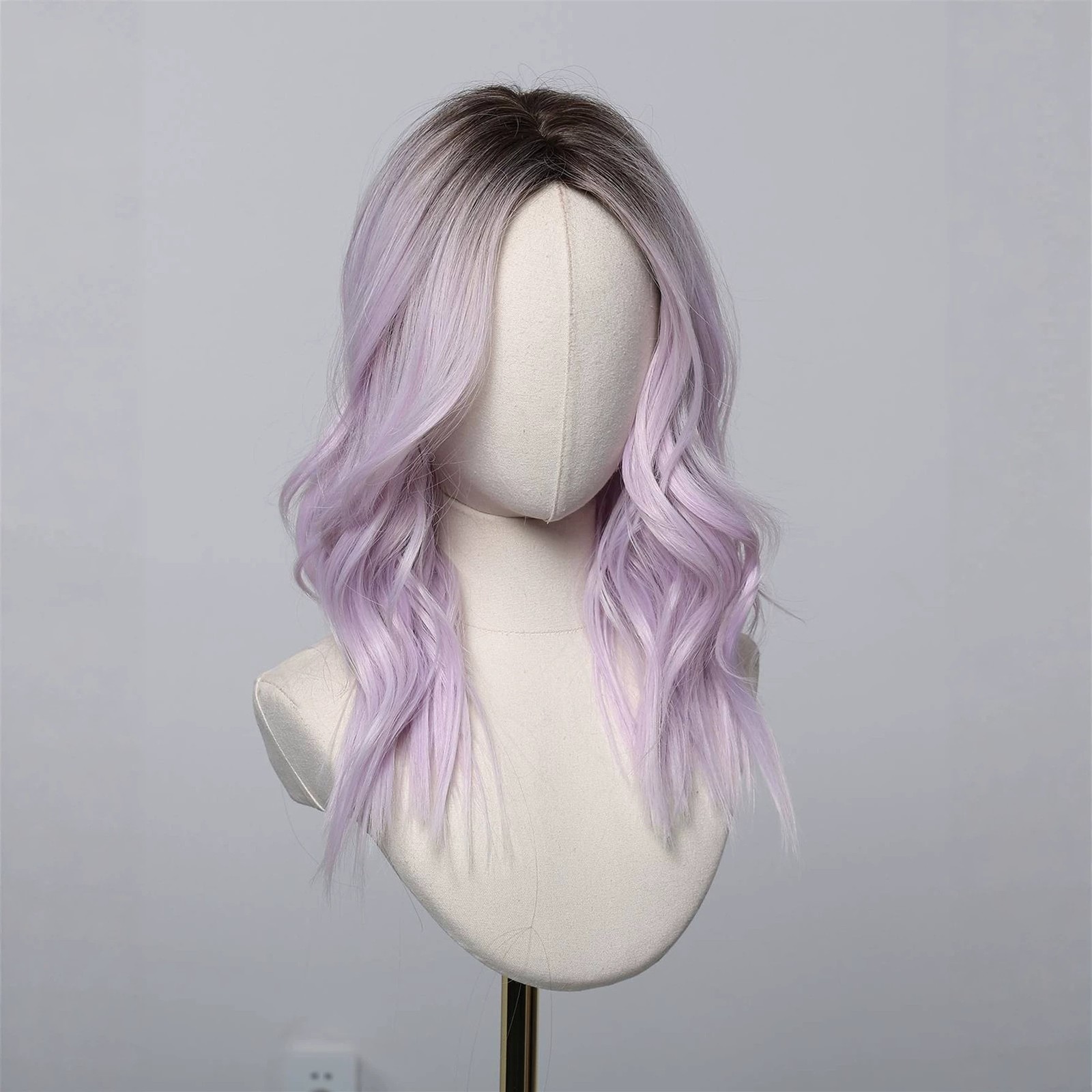 Purple Wig Medium Length Lavender Wigs for White Women Middle Part Bob Wig