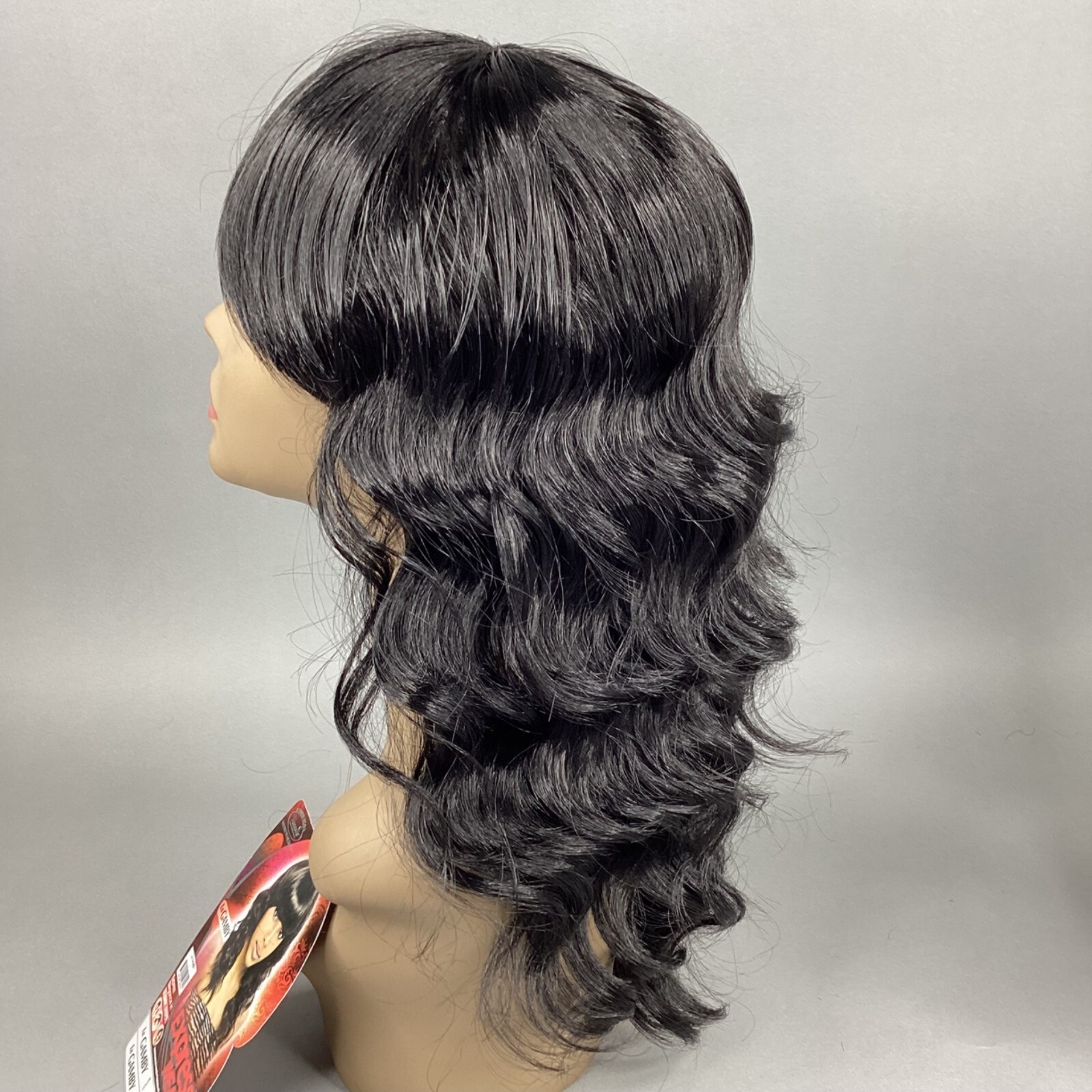 Gamby #1 Jet Black Wig Loose Wave China Bang Classic Cap Synthetic