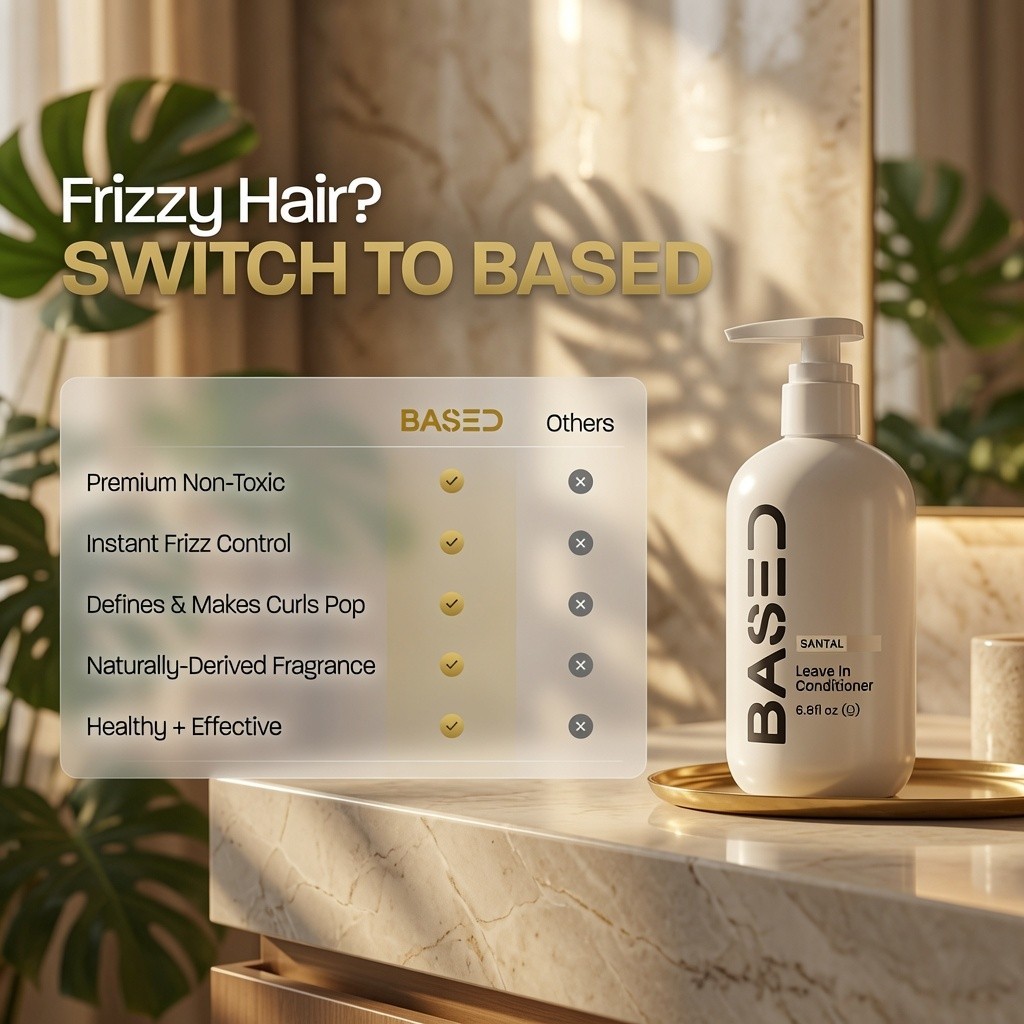 Based Santal Leave In Conditioner Hydrating Curl Pop Frizz Free 200ml