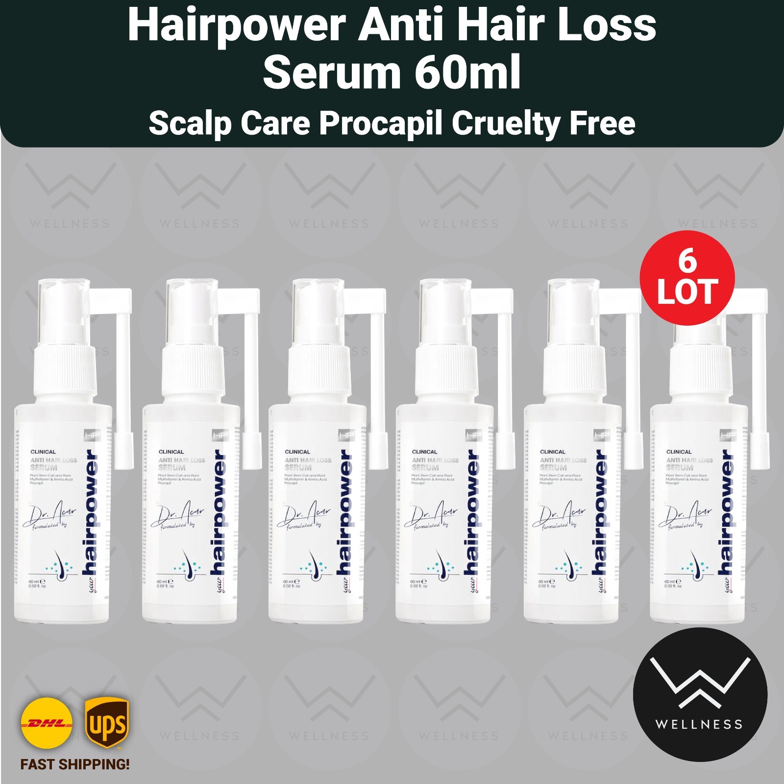 Hairpower Anti Hair Loss Serum 60ml Scalp Care Procapil Cruelty Free – 6 LOT