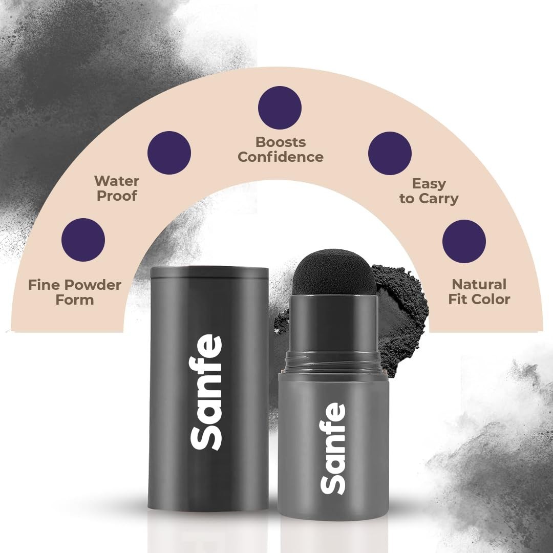 Sanfe Quick Fix Hair & Eyerbrow Up Kit Black Long-Lasting & Matte Finish powder