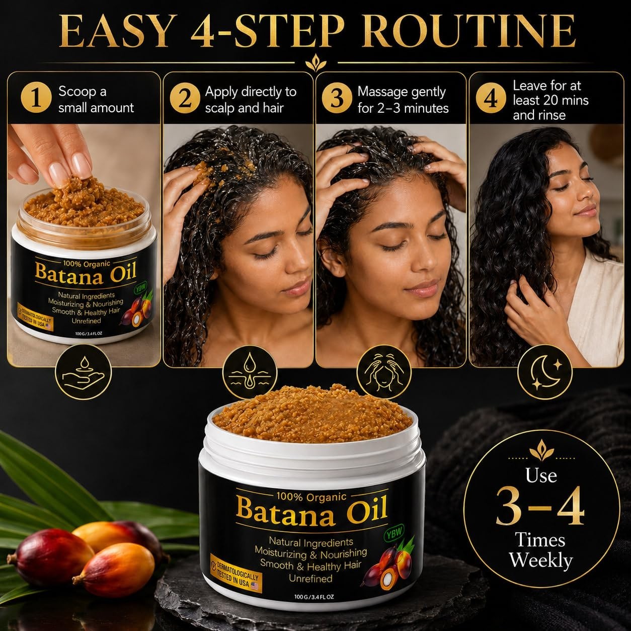Dr. Sebi’s 100% Pure Batana Oil for Hair Growth – Nourishing & Moisturizing Oil