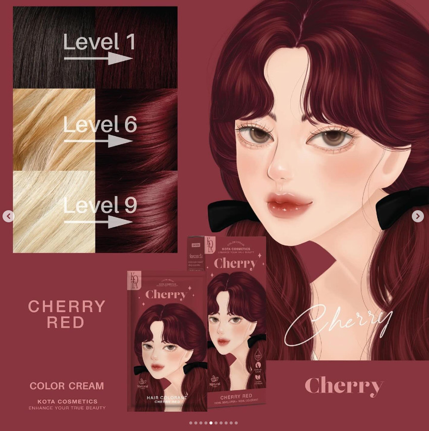 KOTA Hair Color Natural Organic Cream Extract 100g Cherry Red ( Cherry )