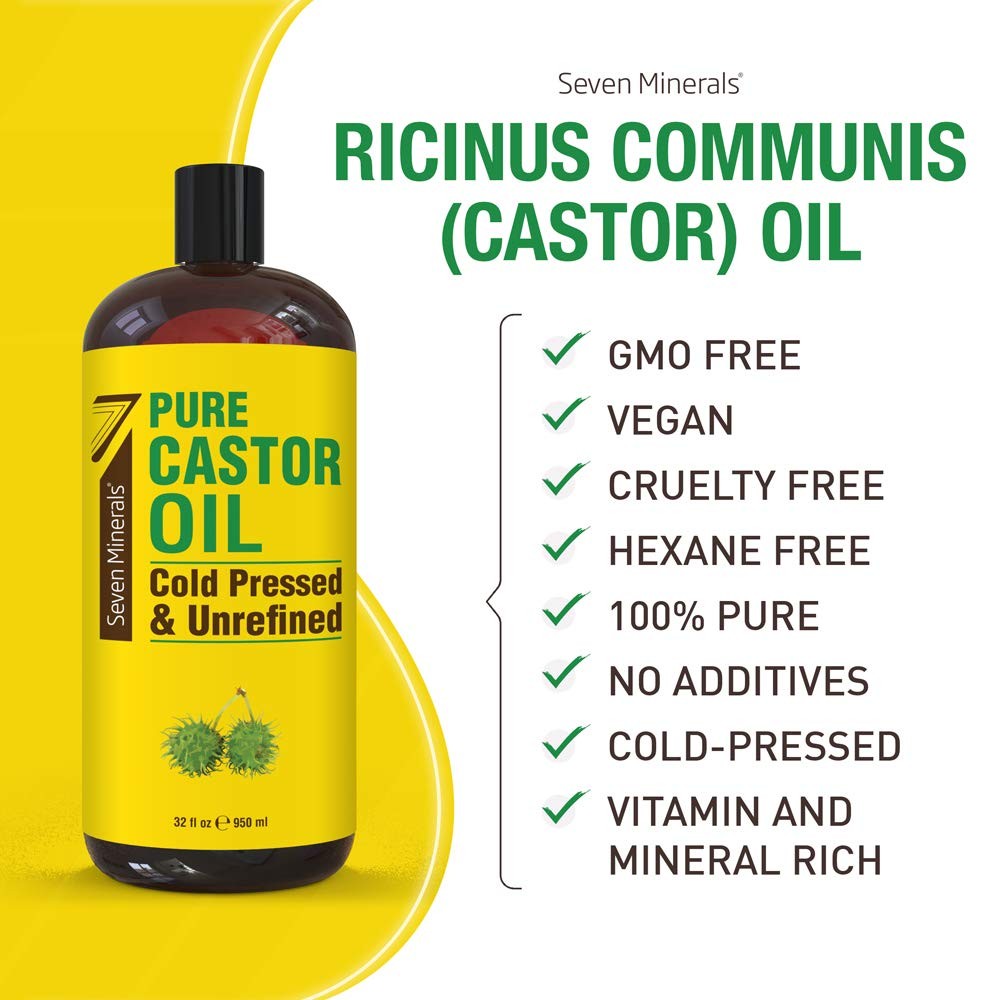 Pure Cold Pressed Castor Oil – Big 32 fl oz Bottle – Unrefined & Hexane Free …