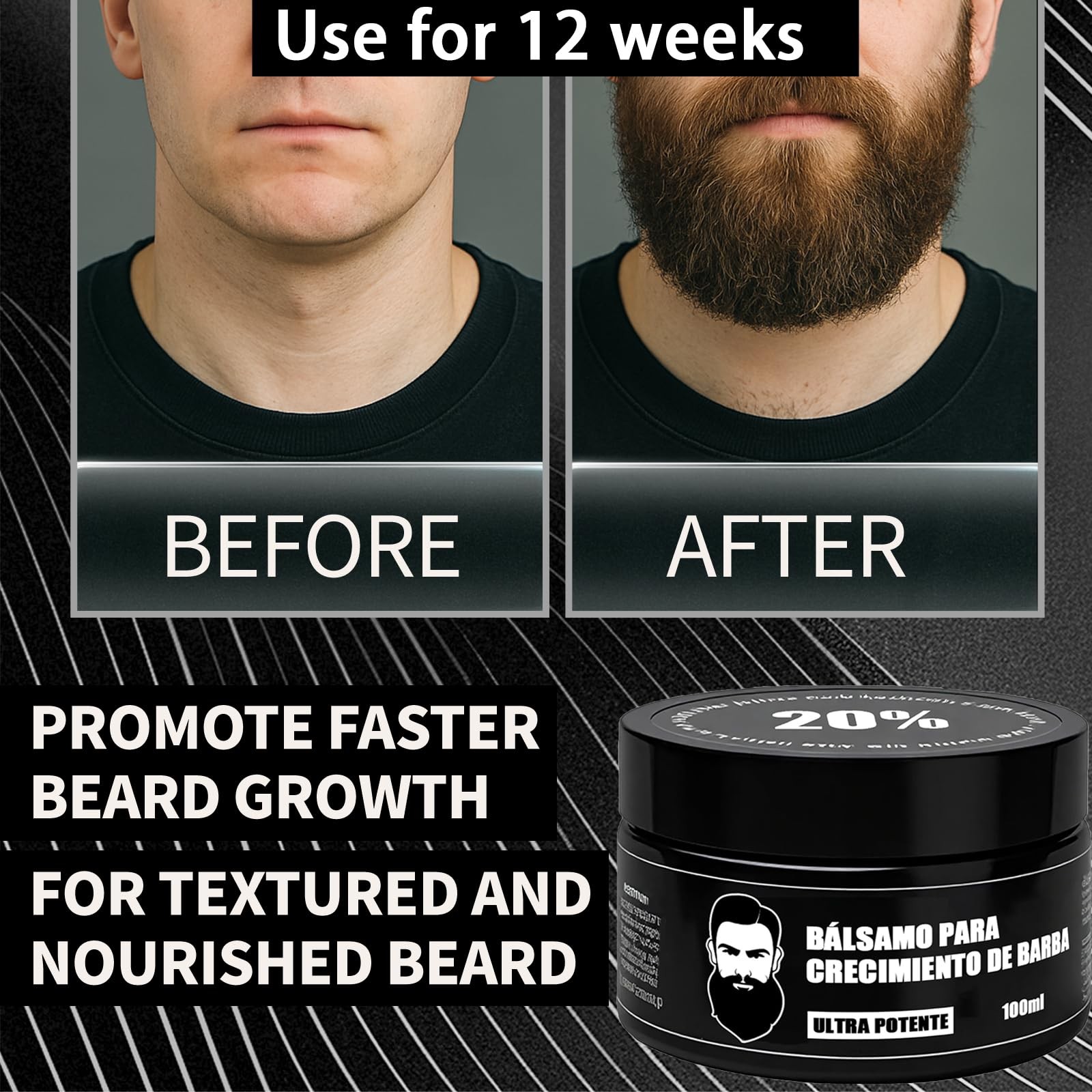 Estimulante de Barba, Bálsamo Para 3.5 Fl Oz (Pack of 1), Black