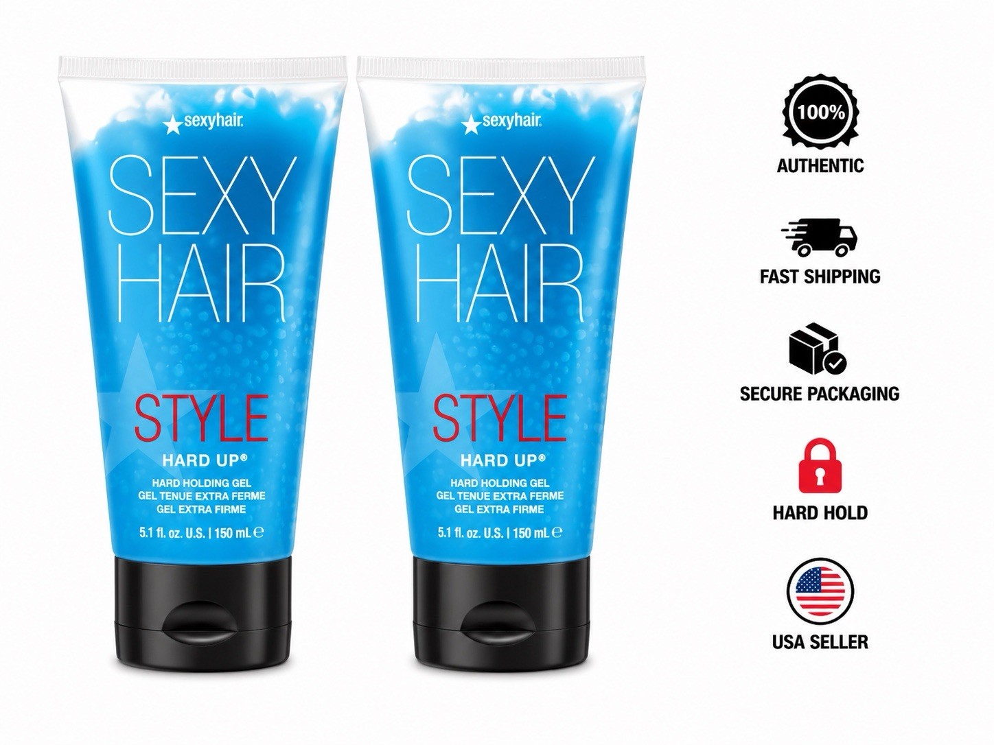 2 Pack Sexy Hair Style Hard Up Hard Holding Gel 5.1oz Extra Firm Hold