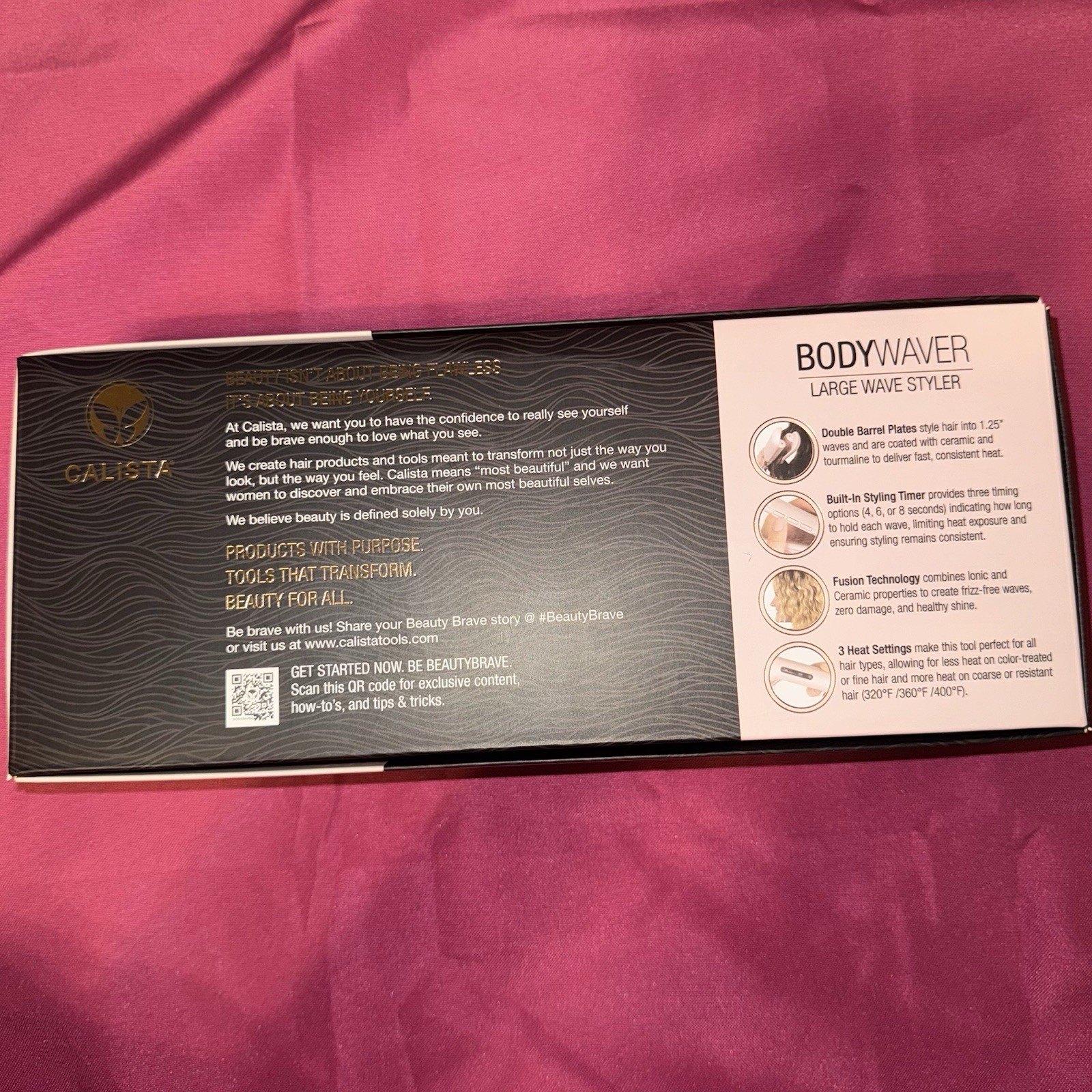Calista BodyWaver Large Wave Styler Pink Sparkle Double Barrel *NIB*