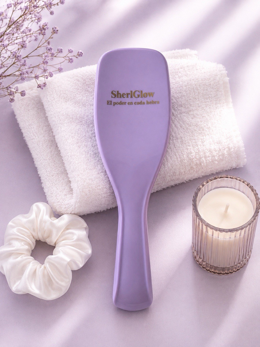 SherlGlow Purple Paddle Detangling Brush for All Hair Types, 9 in Plastic