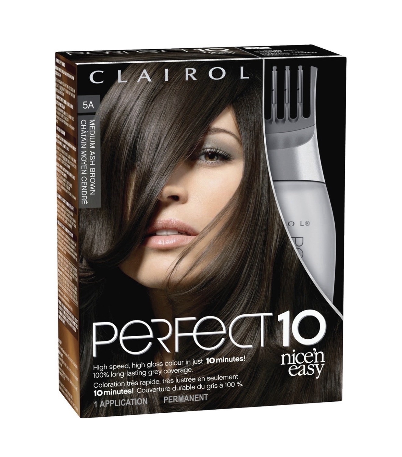 Clairol Nice’n Easy Perfect 10 Permanent Hair Dye, 5A Medium Ash Brown Hair