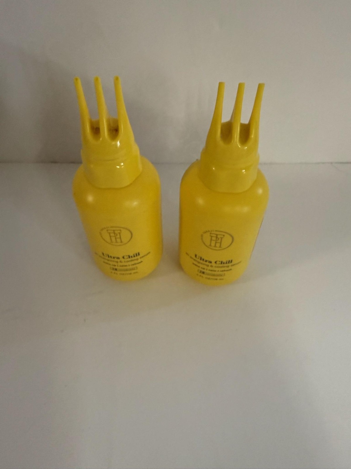 TPH 2 Pack Yellow Scalp Treatment Bottles Comb Applicator 4-Prong Tips Unbranded