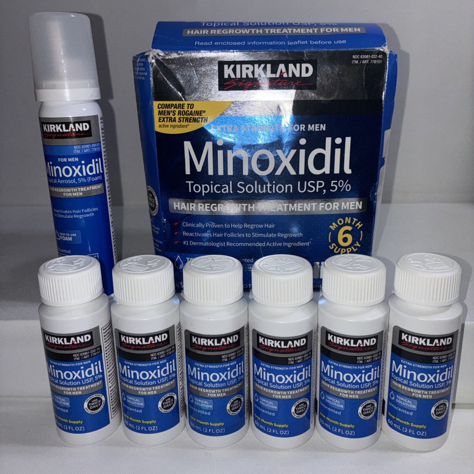 Bundle Of -Kirkland Signature Minoxidil Topical Solution 5% Hair Regrowth + More