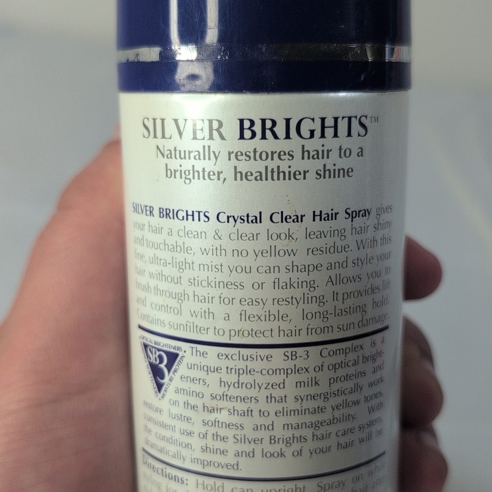 Silver Brights Crystal Clear Hairspray 7 oz Non-Yellowing Firm Hold SB-3
