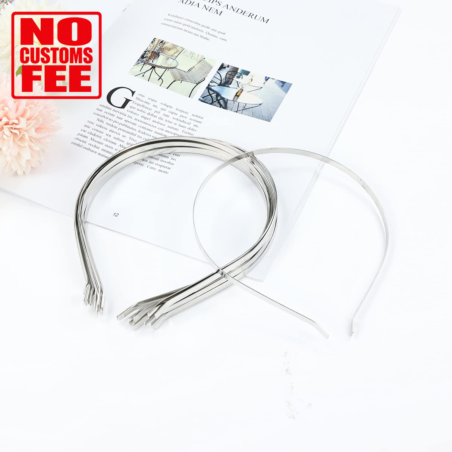20 Pack Bulk 5 MM Thin Silver Gold Black Plain Blank Hard Metal Headbands Skinny