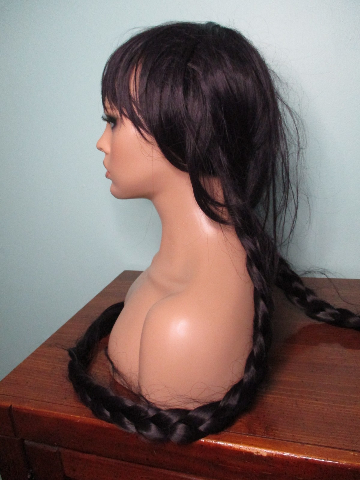 40″ black purple mix BRAIDED long WIG – unbranded