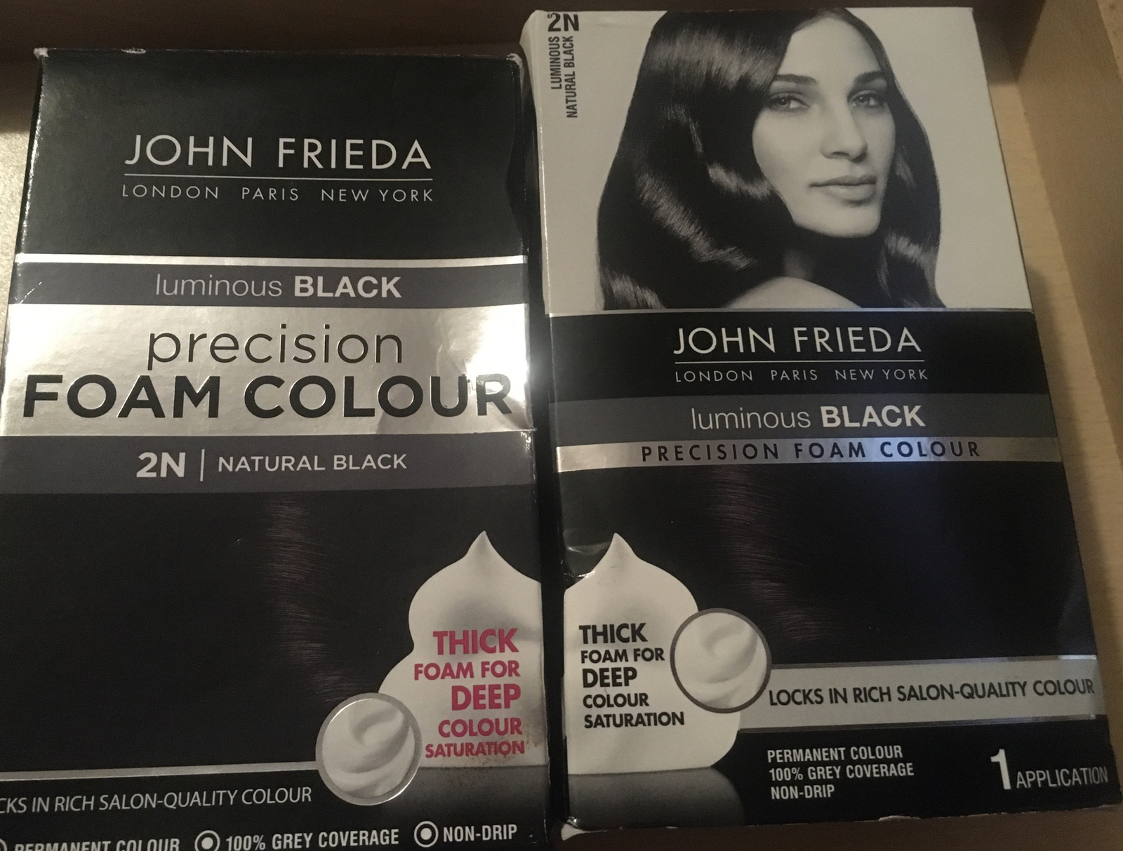 Lot Of 2 John Frieda Precision Foam Colour Dye 2N Natural Black Damaged Boxes