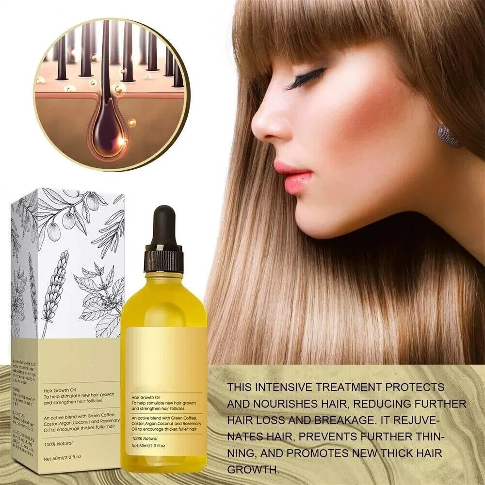 2x Natural Hair Growth Oil Organic Natural Hair Growth Oil 60ml Anti Hair Loss
