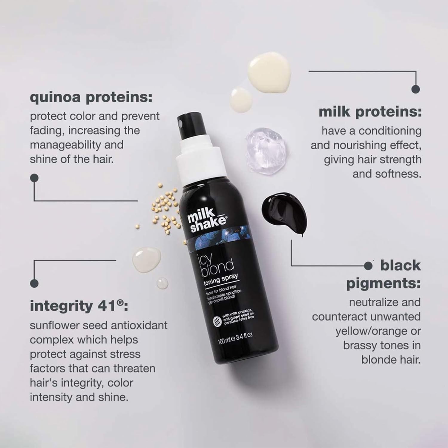 milk_shake Icy Blonde Toning Spray, 3.4 fl oz, Purple Toner Mist for Blondes