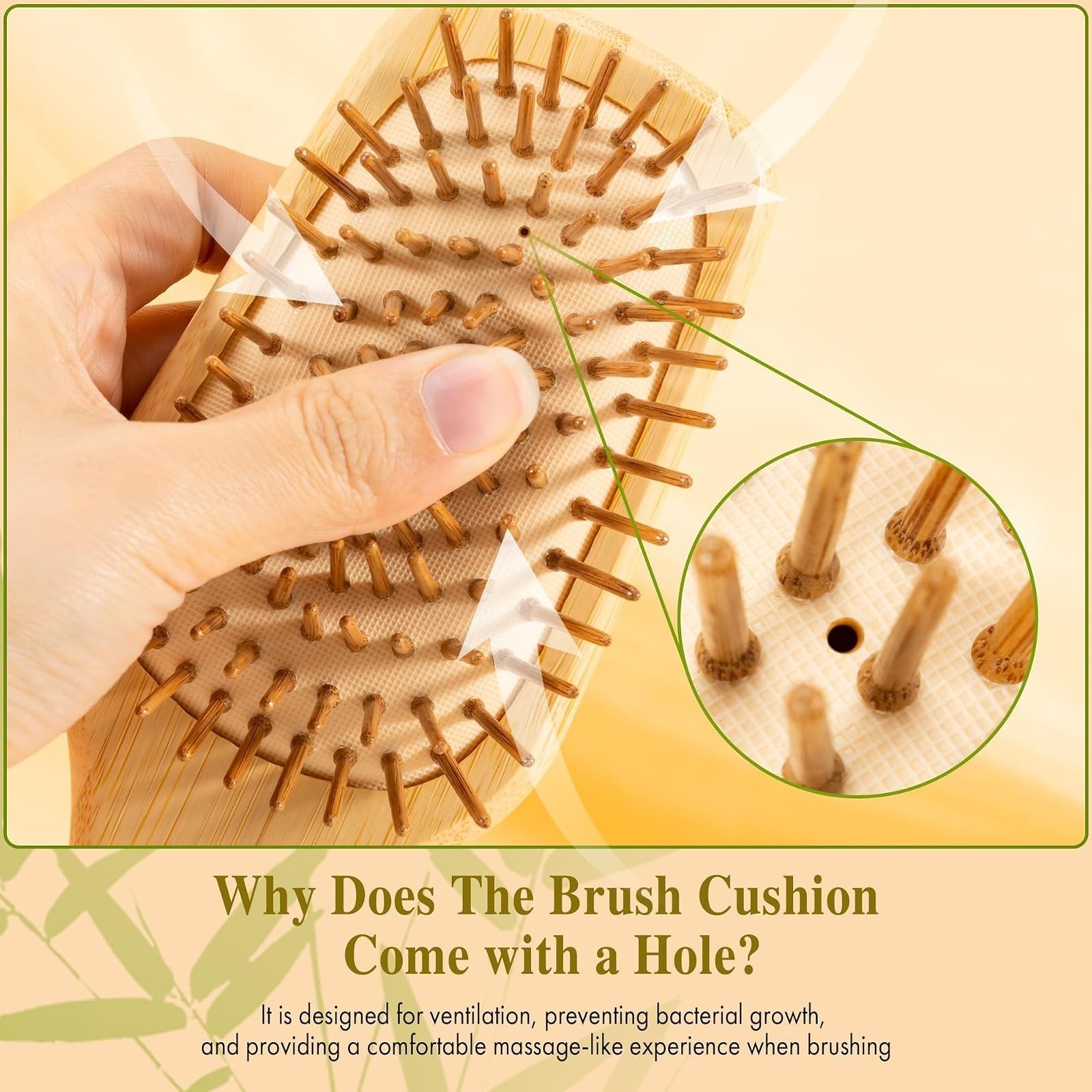 BFWood Bamboo Paddle Hair Brush Detangling Scalp Massage Anti-Static