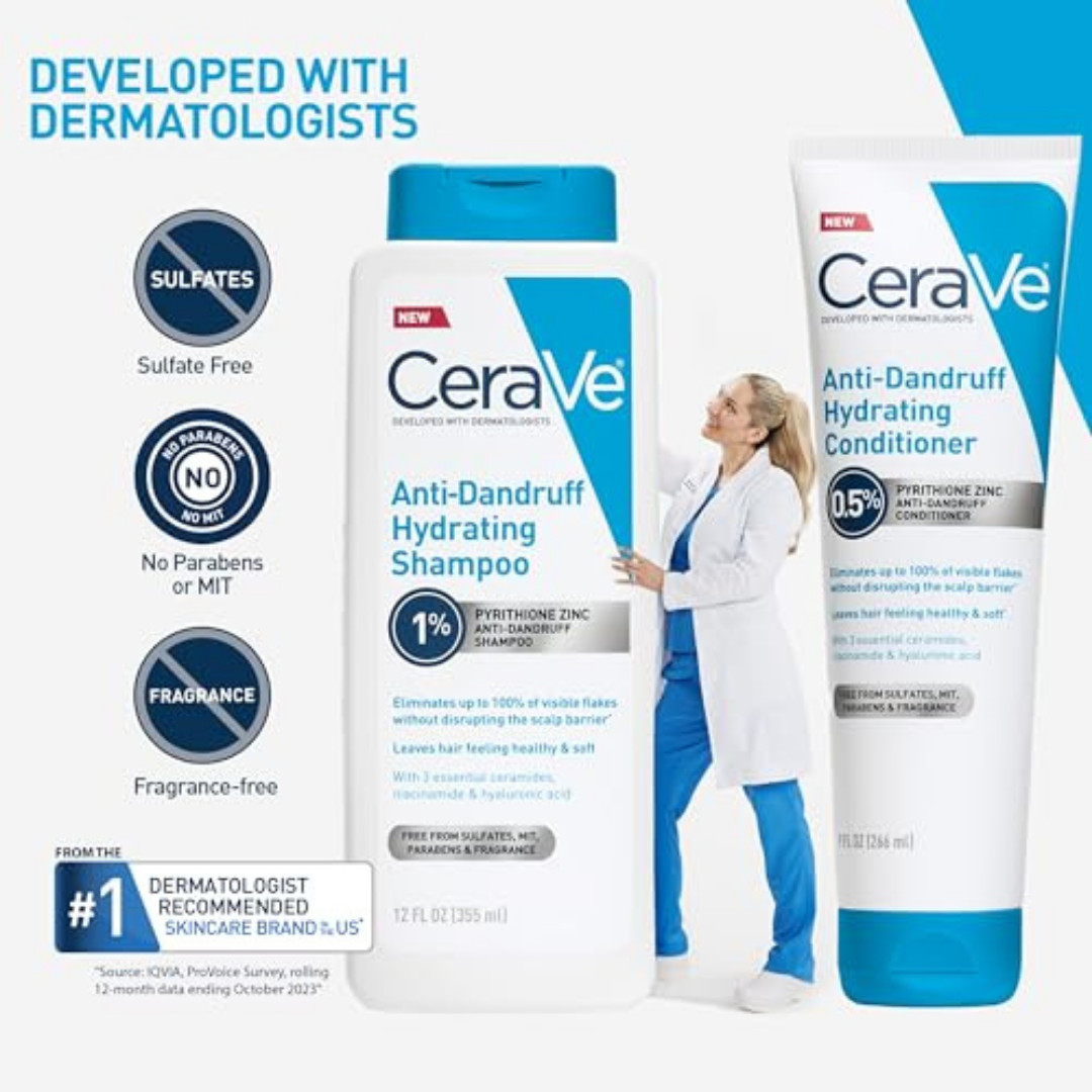 Cerave Hydrating anti Dandruff Shampoo, 1% Pyrithione Zinc Dandruff Treatment