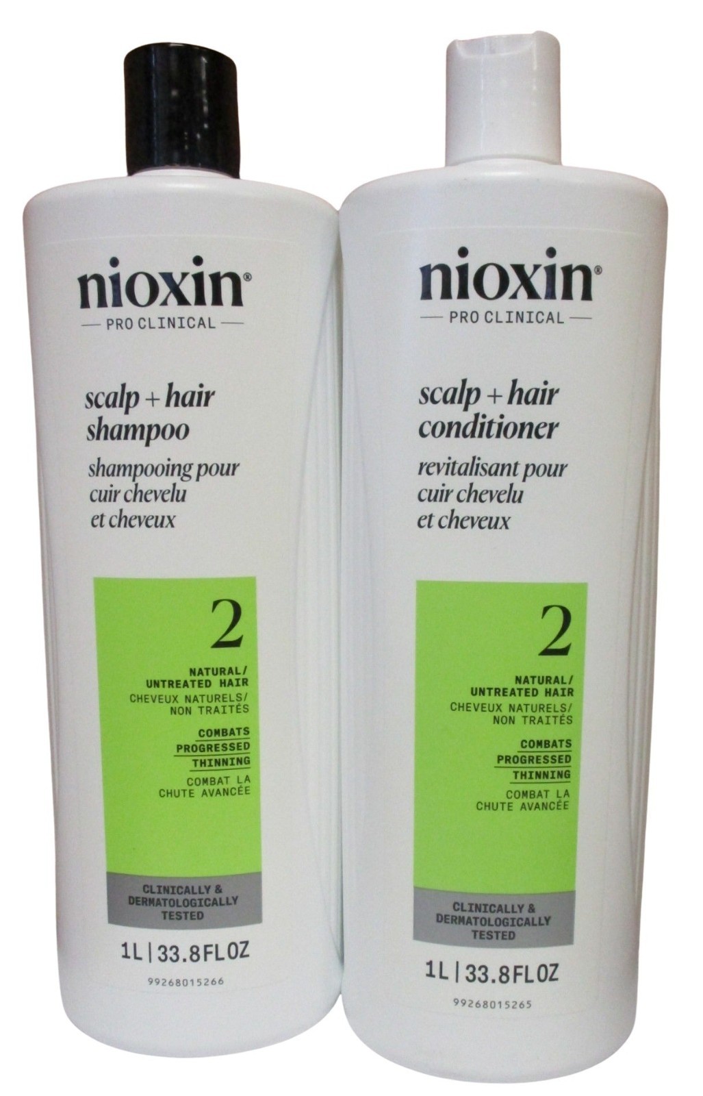 Nioxin System 2 Scalp + Hair Shampoo & Conditione Natural Thinning Hr 33.8oz Duo