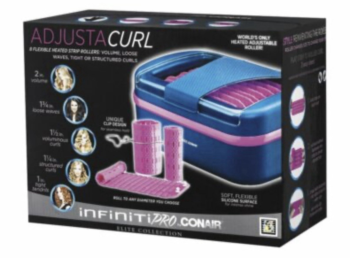 Conair InfinitiPRO AdjustaCURL Adjustable Heated Hot Rollers Set Blue/Pink