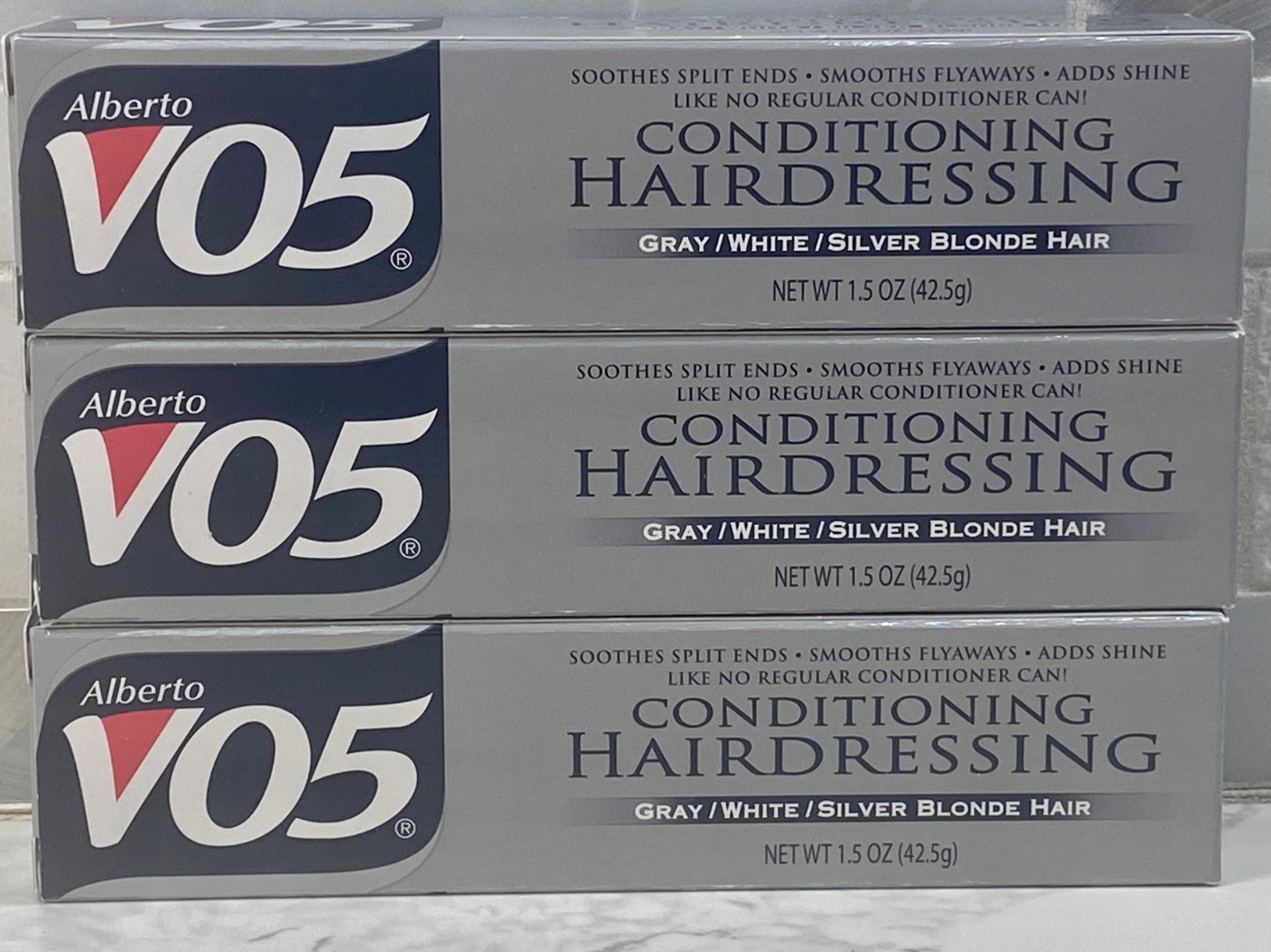 VO5 Conditioning Hairdressing for Gray, White, Silver Blonde Hair 1.5oz 3 tubes