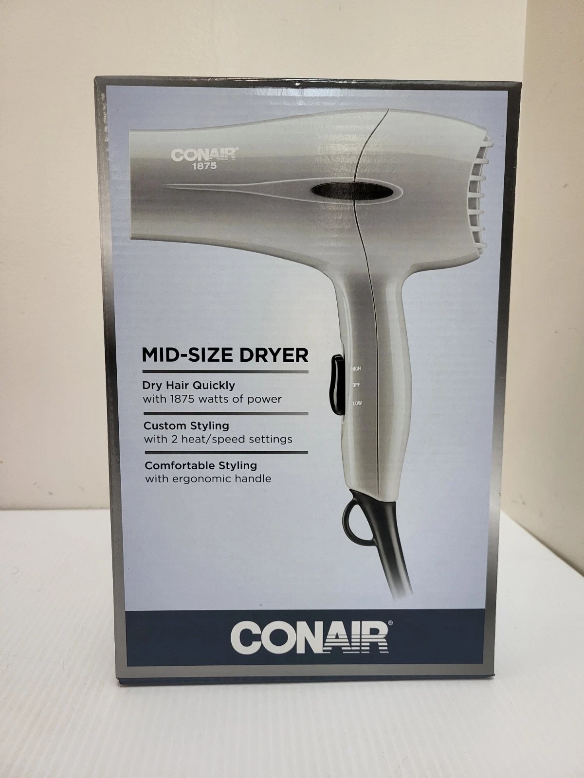 CONAIR Supreme Mid-Size Hair Dryer 1875 Watt 2-Speed Drying/Style White