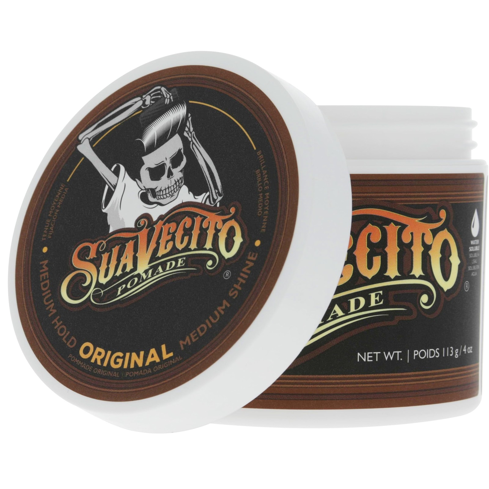 Pomade Original Hold Men 4 oz, 1 Pack Medium Shine Water Based Wax Like Hair Gel