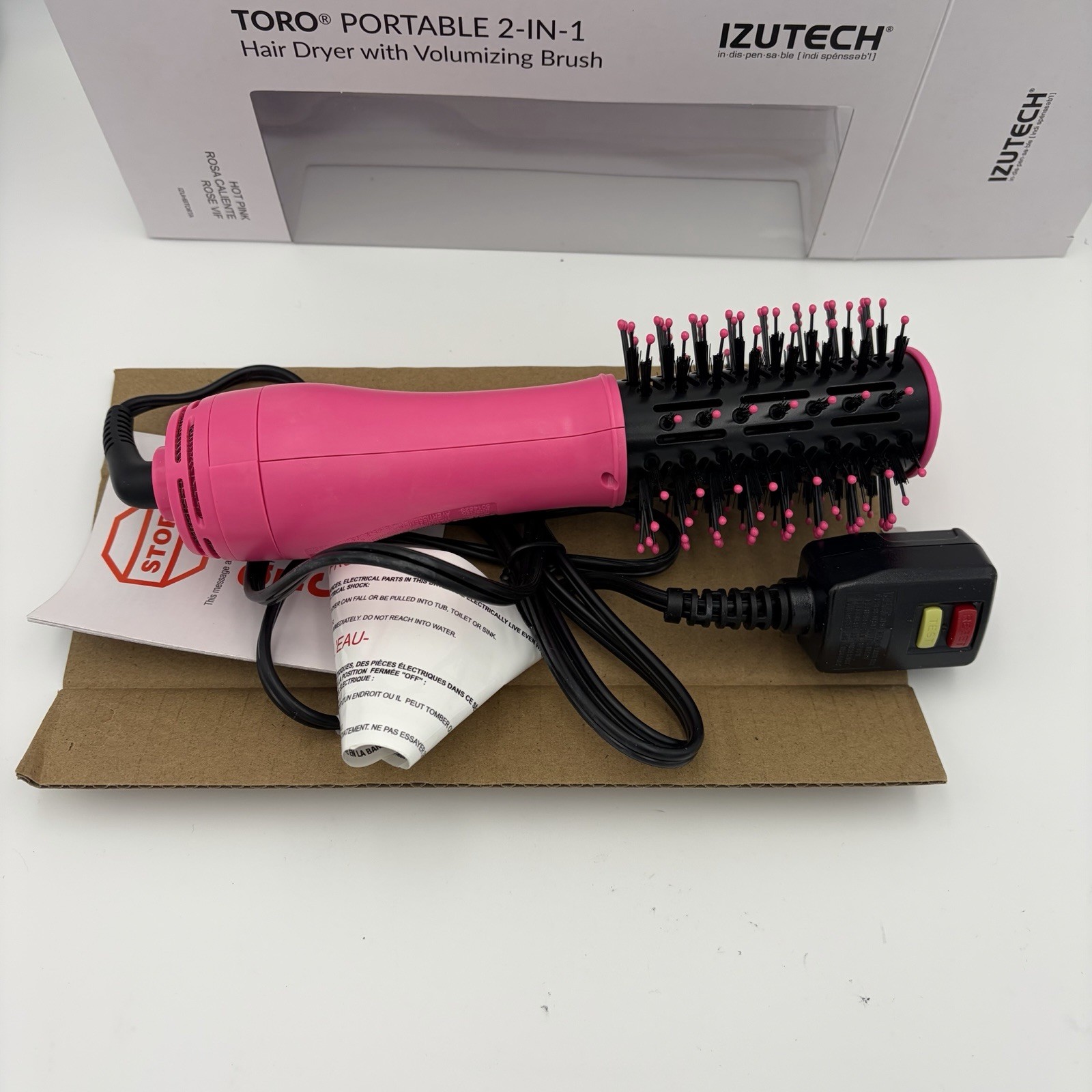 TORO Portable 2-in-1 Hair Dryer with Volumizing Brush Hot Pink “NEW IN BOX”