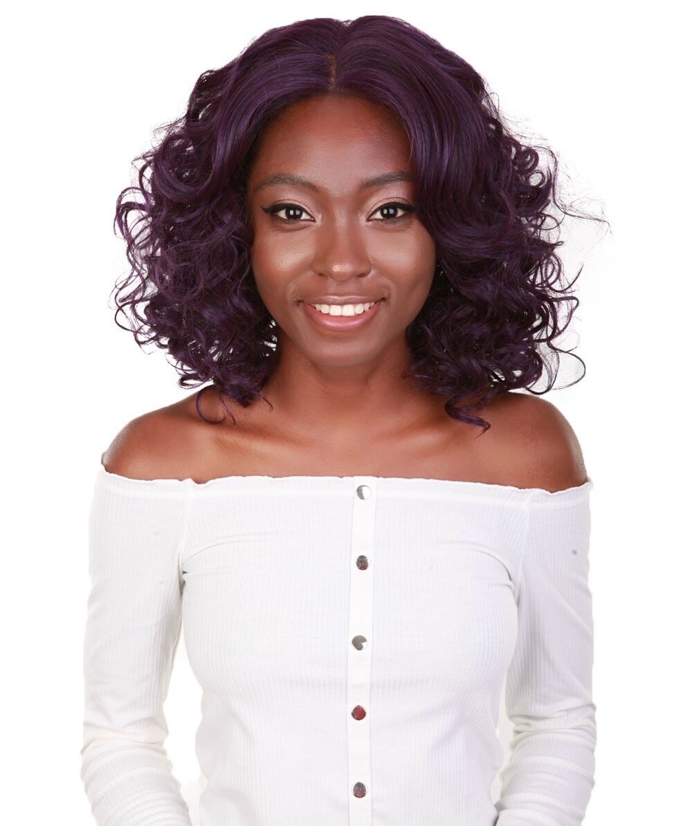 Curly 13 in 4X4 Hand Tied Lace Front Wig, Violet Blend