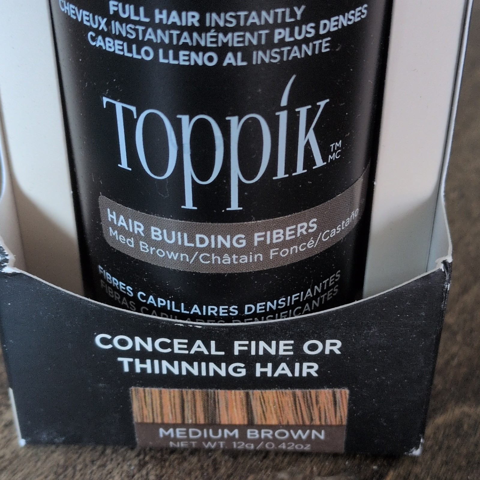 5 Toppik Hair Building Fibers Medium Brown Powder, Keratin, 0.42 oz (12g)