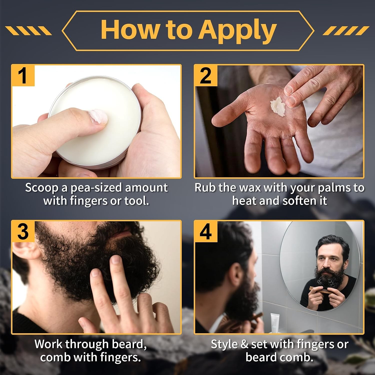 1oz Mustache Wax For Men – Unscented Strong Hold Moustache Beard Wax Styling Pas