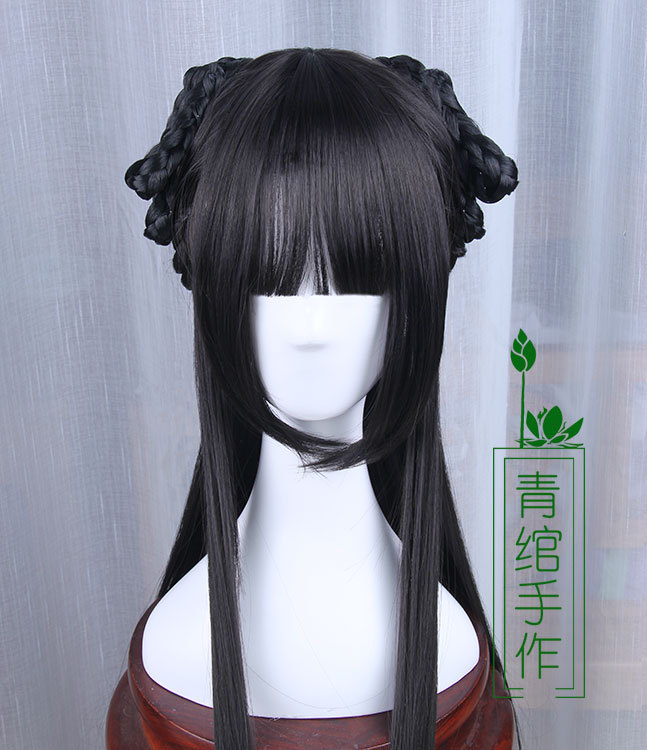 Chinese Traditional Hairpiece Hanfu Prop Ancient Custom Whole Hair Wig Archaic