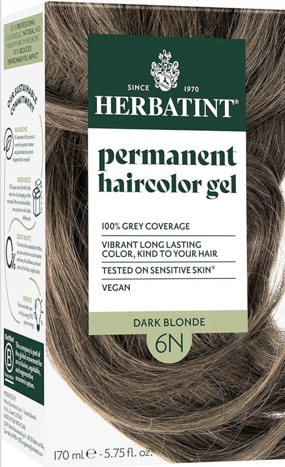 Herbatint Permanent Hair Dye 6N – Dark Blonde Ammonia-Free – Pack of 3