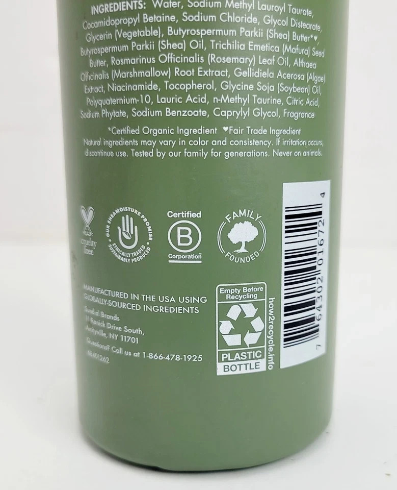 New! SHEA MOISTURE Men’s Shea Butter And Mafura Oil Moisturizing Shampoo, 15 OZ