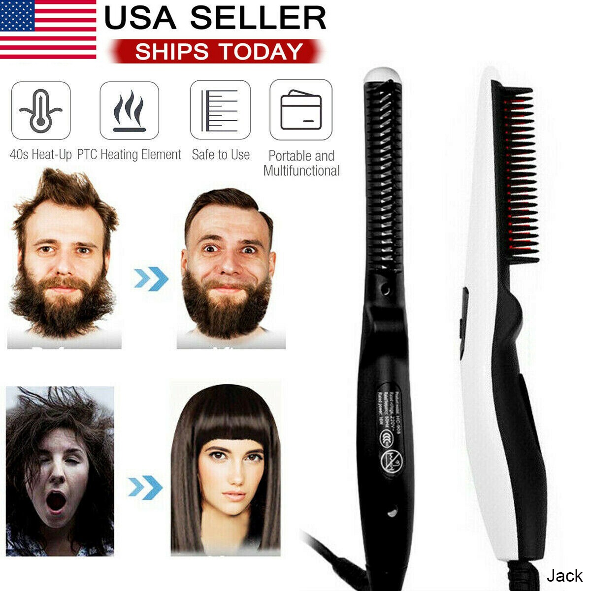 Hair Straightener Comb Pro Electric Beard Straightening Comb Heat Hot Comb Press