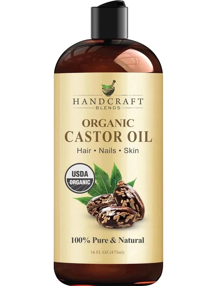 Organic Castor Oil 100% Pure and Hexane-free Cold-pressed Beauty 16 Floz