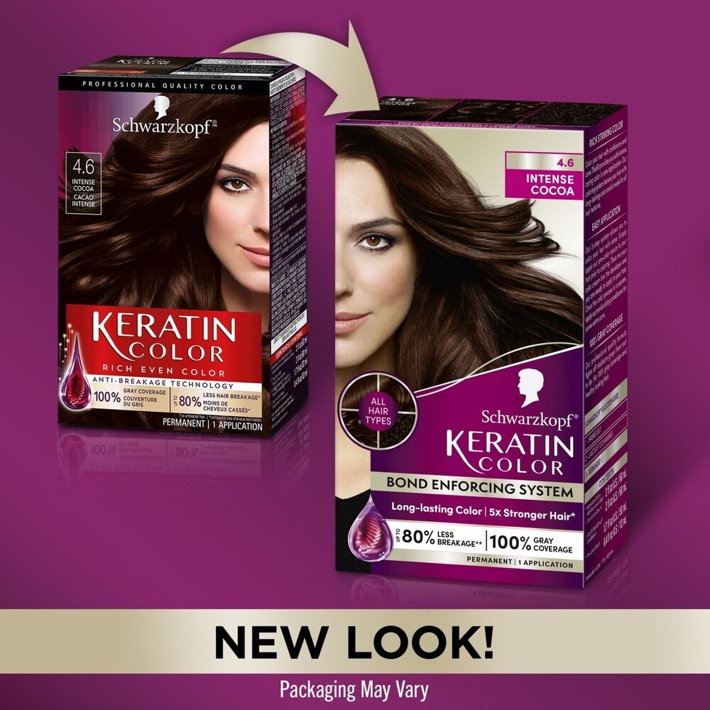 (1) Schwarzkopf Keratin Intense Cocoa Color Permanent Hair Color Cream, 4.6