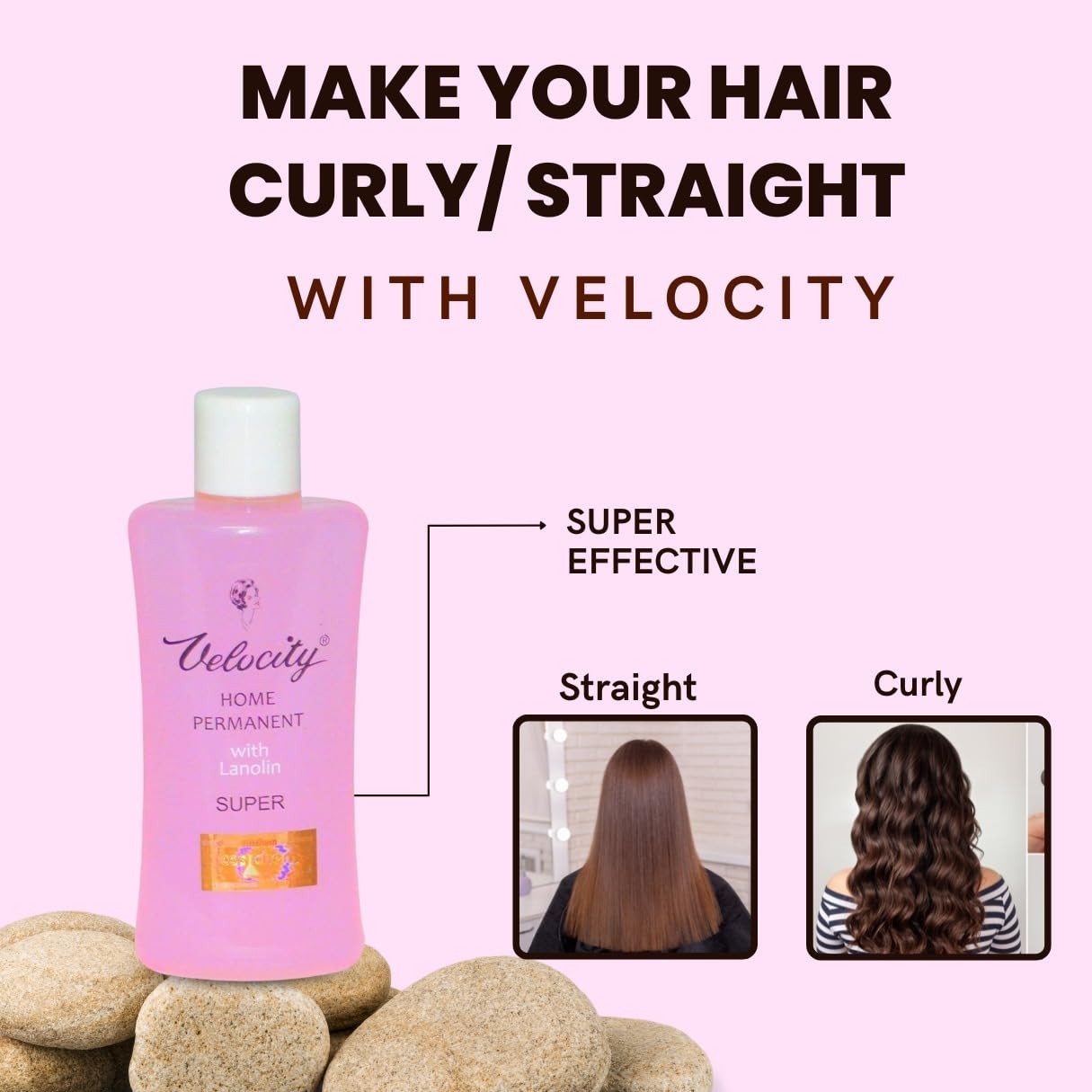VELOCITY HOME PERMANENT Pro Style 2 in 1 Hair Curling and Straightening Lotion .