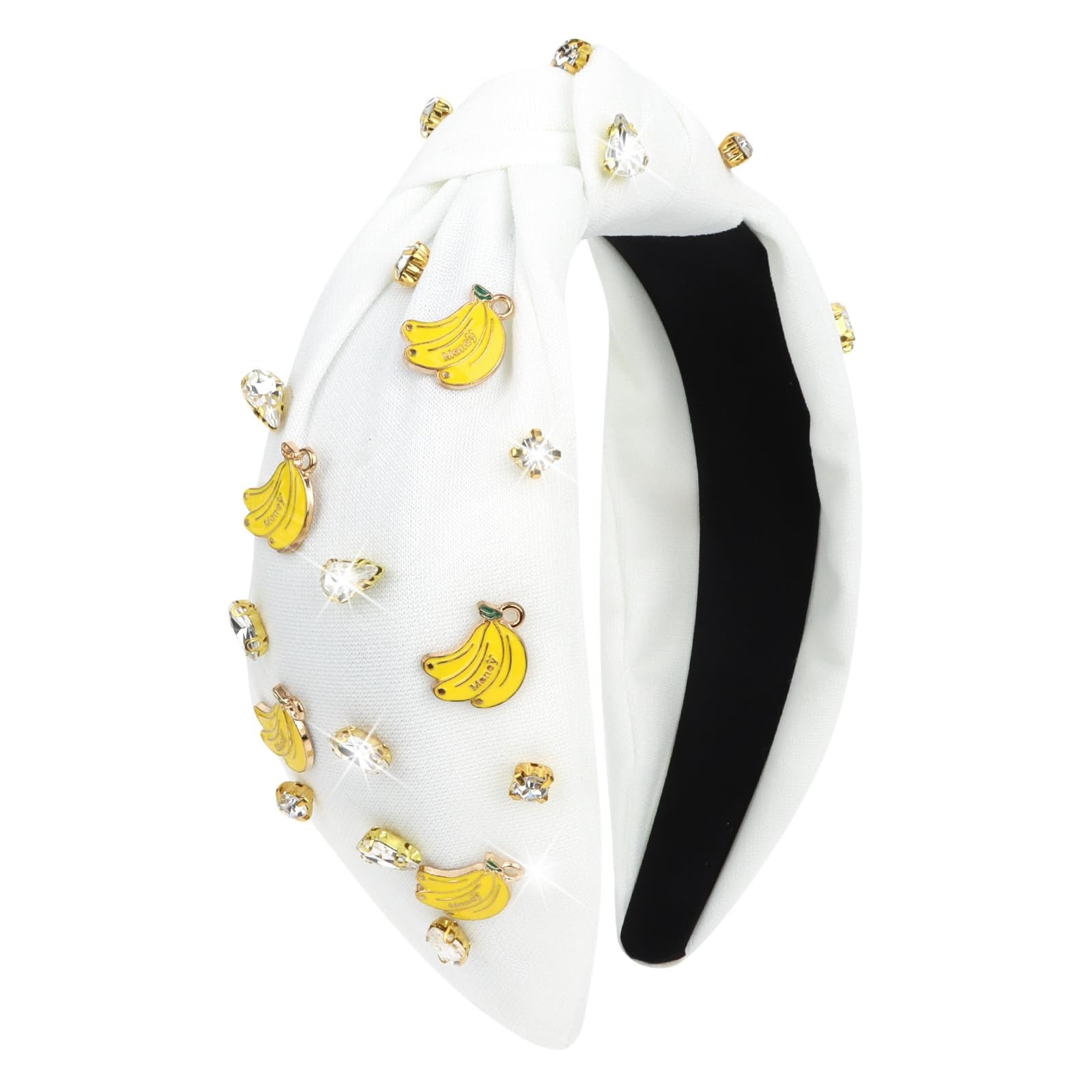 Jaciya Banana Knotted Headband for Women White Top 1 Count (Pack of 1),