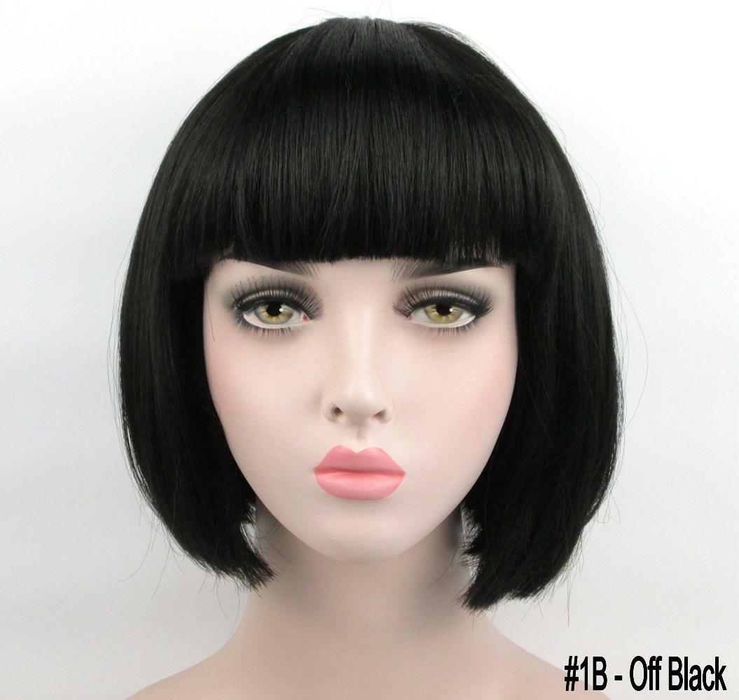 WOMENS SHORT CHIN-LENGTH STRAIGHT HAIR BOB STYLE WIG W/ BANGS CHINA DOLL MINNIE
