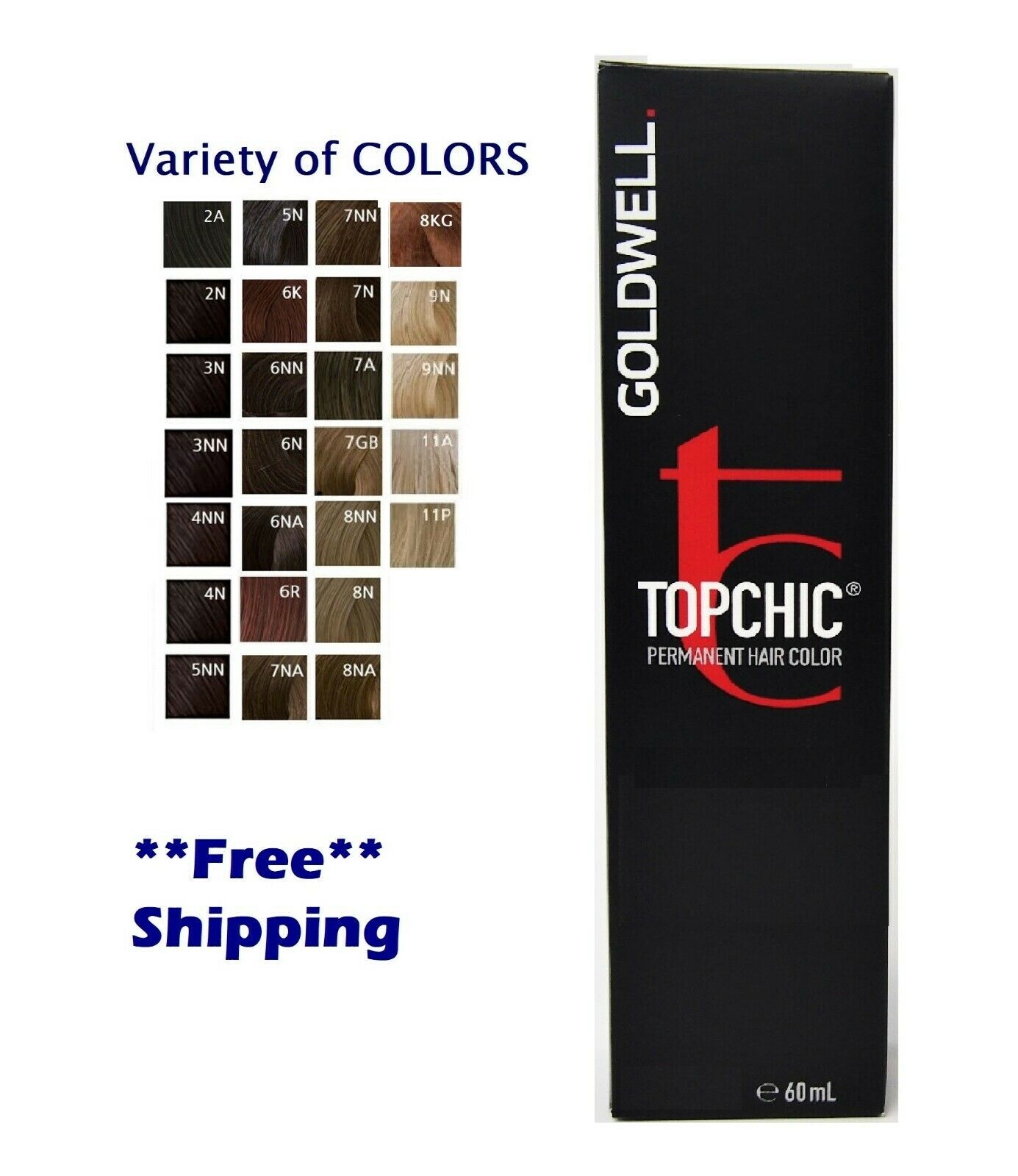Goldwell Topchic Permanent Hair Color Tube 2oz/ 60ml -Choose your Shade- NIB